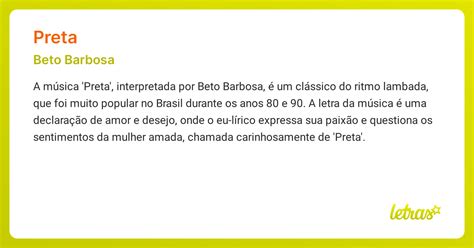 Significado da música PRETA (Beto Barbosa) 